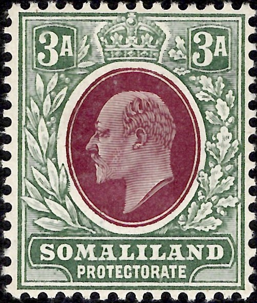 Somaliland: 1911 3a. Chocolate & Grey-Green, Chalk-Surfaced Paper. SG 49a (MH)