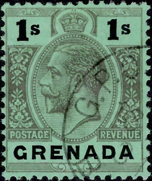 Grenada: 1923 1s. Black/Emerald. SG 128 (FU)