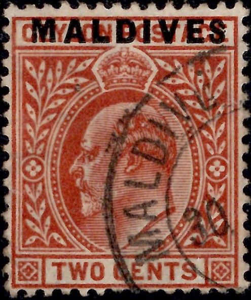 Maldive Islands: 1906 2c. Red-Brown. SG 1 (FU)