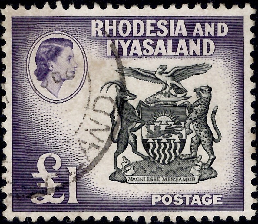 Rhodesia & Nyasaland: 1959-62 £1 Black and Deep Violet. SG 31 (FU)