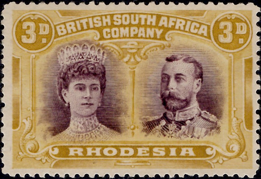 Rhodesia: 1910-13 3d. Purple & Ochre. SG 134 (MH)