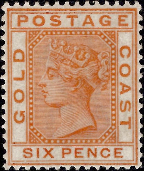 Gold Coast: 1889 6d. Orange. SG 17 (MLH)
